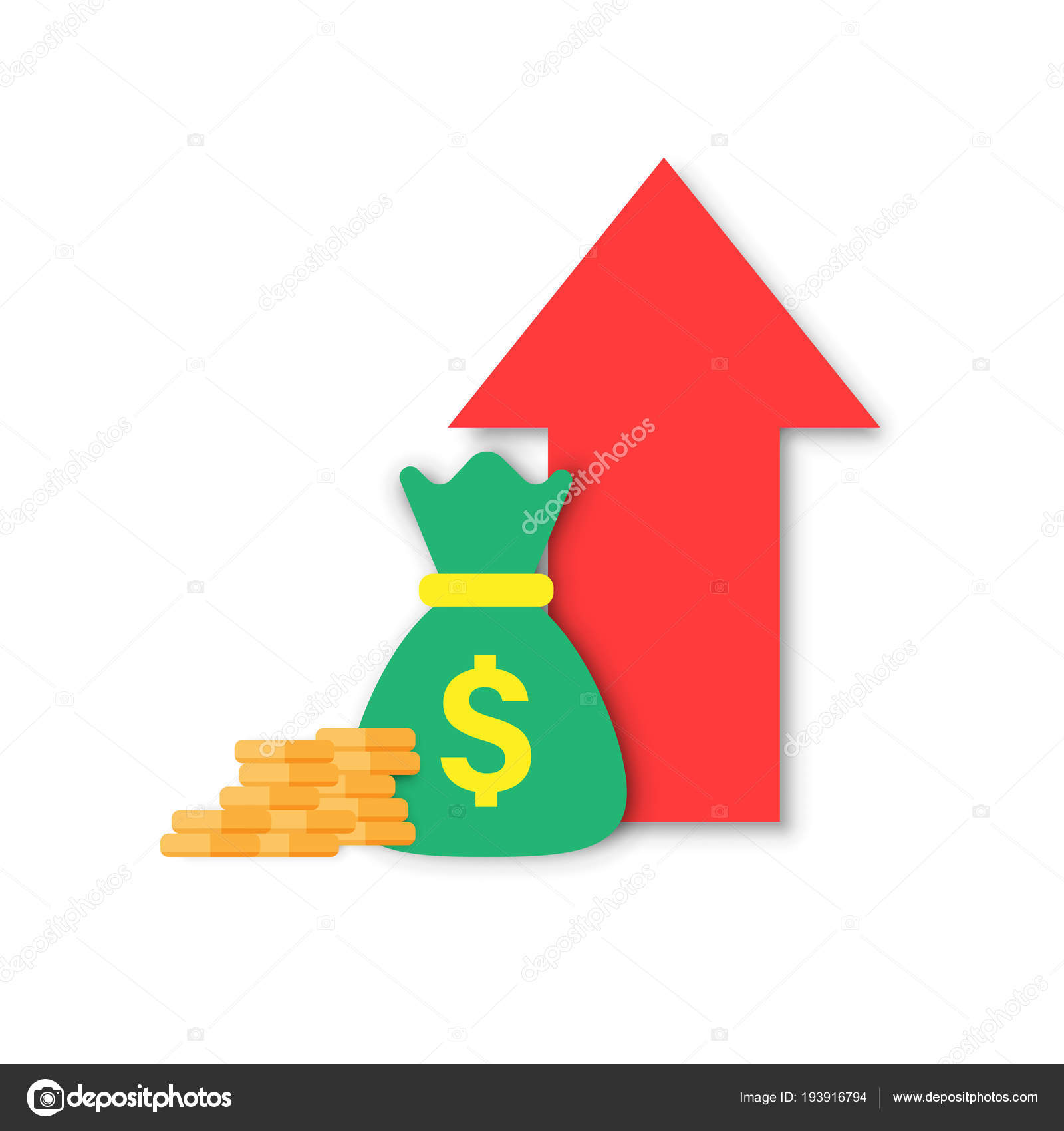 Money Trending Icon In Flat Style Coins With Money Bag And - 