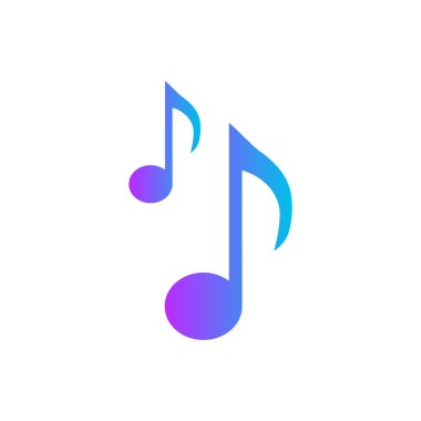 Müzik not simgesini düz stil. Ses medya resimde beyaz