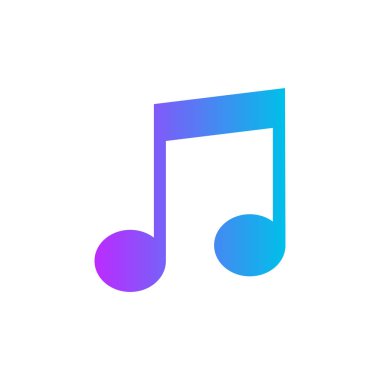 Müzik not simgesini düz stil. Ses medya resimde beyaz
