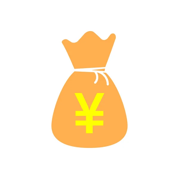 Yen, sac yuan argent monnaie vecteur icône dans le style plat. Monnaie en yens — Image vectorielle