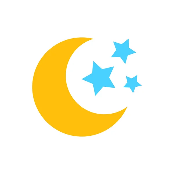 Luna notturna e stelle icona vettoriale in stile piatto. Notte lunare — Vettoriale Stock