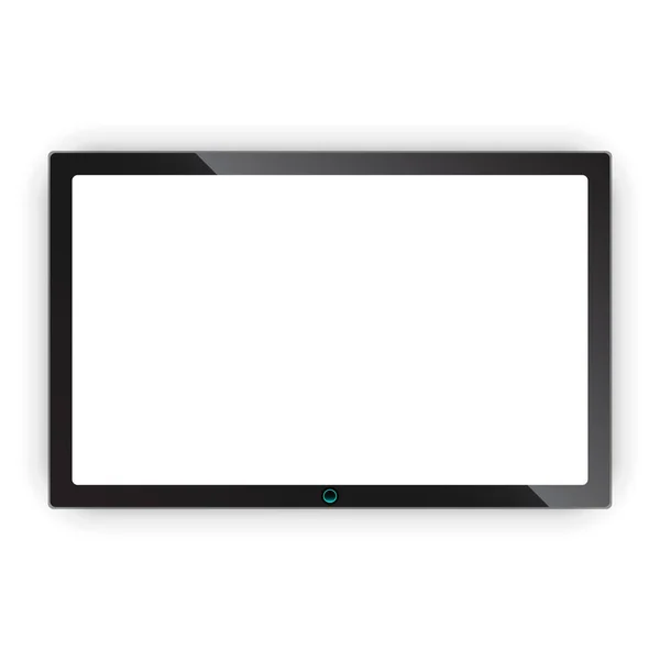 Icono de vector de pantalla de televisión realista en estilo plano. Monitorear plasma il — Vector de stock