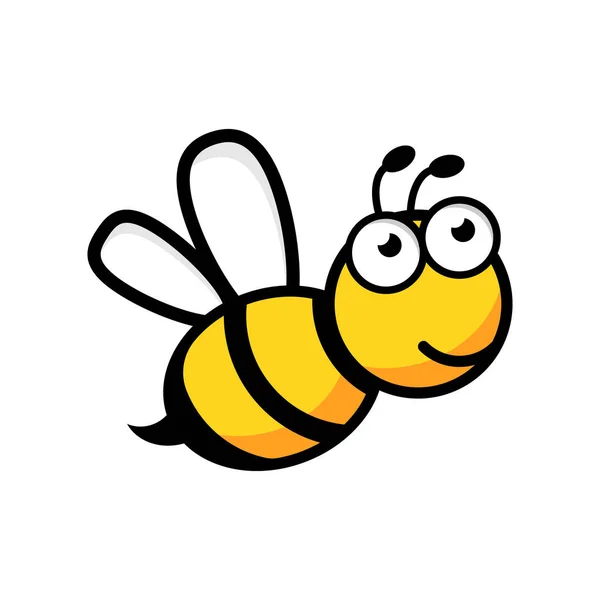 Cartoon-Bienen-Logo-Symbol im flachen Stil. Wespeninsekt Illustration auf — Stockvektor