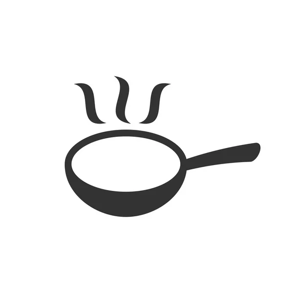 平式煎锅图标。烹调平底锅例证在白色 — 图库矢量图片