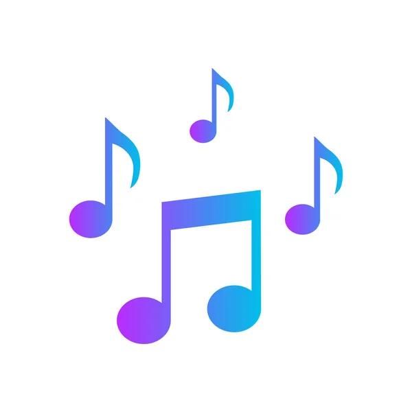 Icono de nota musical en estilo plano. Ilustración de medios de sonido en blanco — Vector de stock