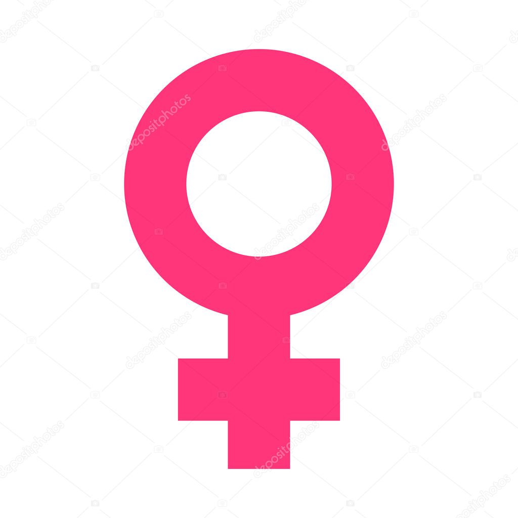 Female sex symbol vector icon in flat style. Women gender illust