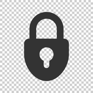 Kilit işareti vektör simgesi. Asma kilit soyunma illüstrasyon. İş con