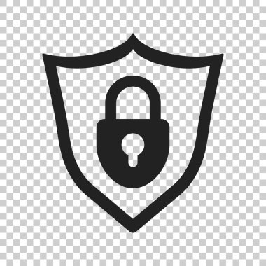 Kalkan güvenlik simgesi ile kilitleyin. Vektör illüstrasyon izole üzerinde 