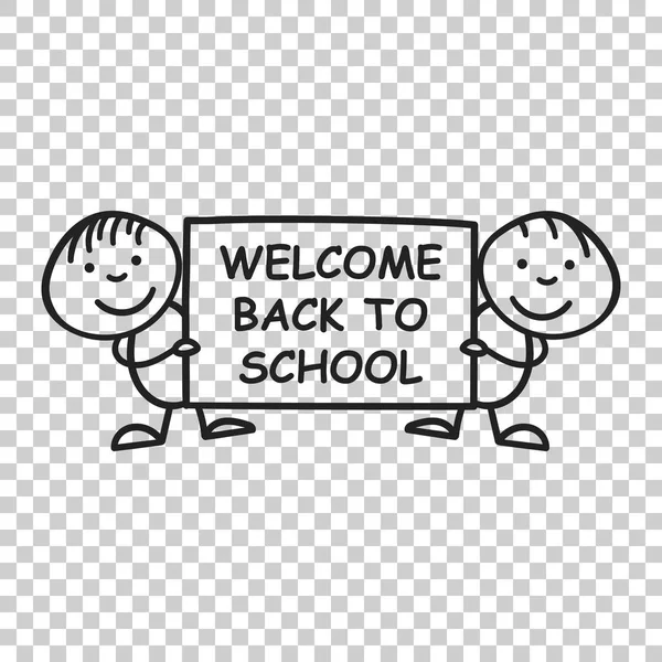 Back to school placard in hands icon. Vector illustration on iso — Stock Vector