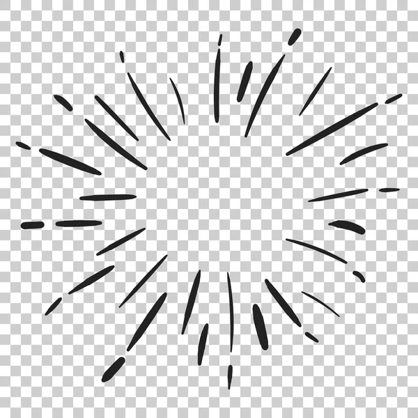 Vintage sunburst vector pictogram. Zon schets burst doodle illustrati — Stockvector