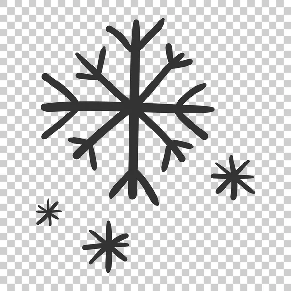 Ručně tažené vločka vektorové ikony. Sněhová vločka skica doodle illus — Stockový vektor