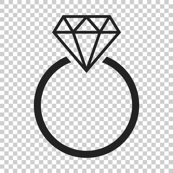 Δαχτυλίδι αρραβώνων με ρομβοειδές εικονίδιο διάνυσμα σε επίπεδη στυλ. Γάμος — Διανυσματικό Αρχείο