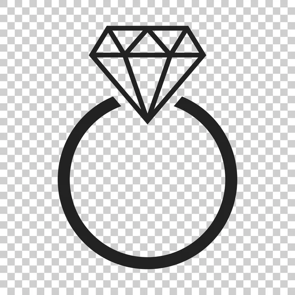 Engagement ring with diamond vector icon in flat style. Wedding — Stock Vector