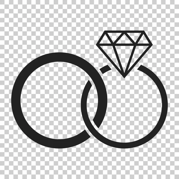 Δαχτυλίδι αρραβώνων με ρομβοειδές εικονίδιο διάνυσμα σε επίπεδη στυλ. Γάμος — Διανυσματικό Αρχείο