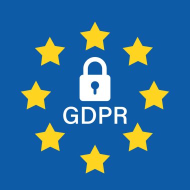 Genel veri koruma Yönetmeliği asma kilit vektör simgesi düz s