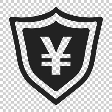 Yen, yuan para para birimi vektör simge düz stilde kalkan. Yen c