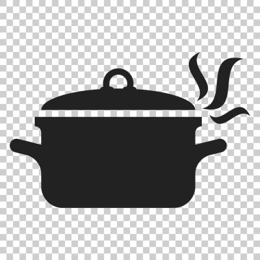 Pişirme pan simgesinde düz stil. Üzerinde isol mutfak ot illüstrasyon