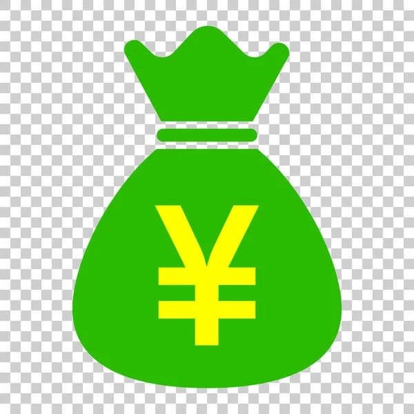 Yen, de yuan zak geld valuta vector pictogram in vlakke stijl. Yen munt — Stockvector