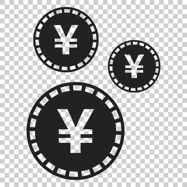 Yen, yuan moeda ícone vetor de moeda em estilo plano. Moeda de iene sym — Vetor de Stock