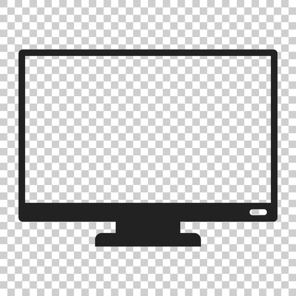 Monitor de computadora icono de vector en estilo plano. Ilustración de televisión — Vector de stock