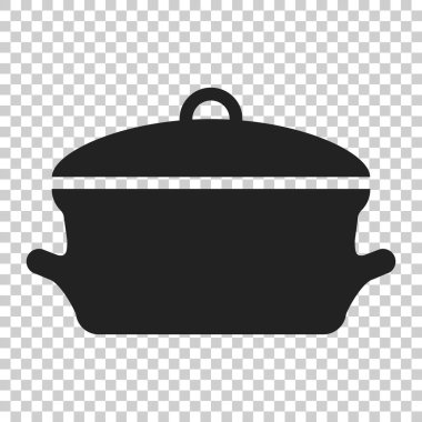 Pişirme pan simgesinde düz stil. Üzerinde isol mutfak ot illüstrasyon