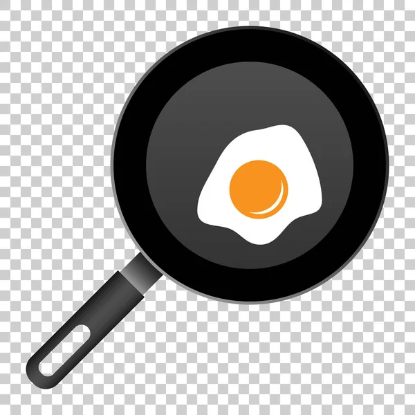 Realistische Pfanne mit Ei-Symbol im flachen Stil. Kochpfanne — Stockvektor