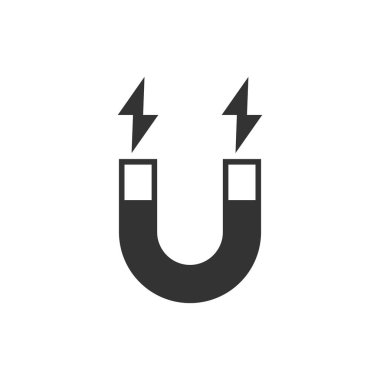 Mıknatıs simgesi düz stil. Beyaz üzerinde vektör illüstrasyonunu göster 