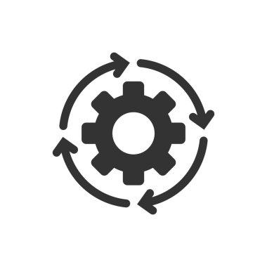 Düz bir çalışma akışı simgesi. Vites etkili vektör illüstrasyonu 