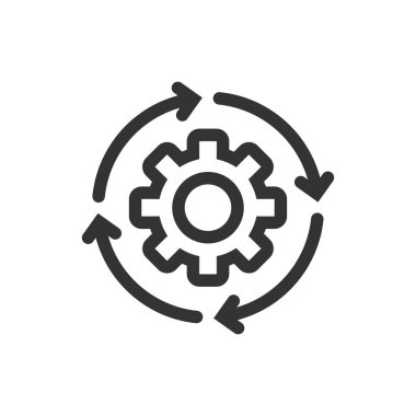 Düz bir çalışma akışı simgesi. Vites etkili vektör illüstrasyonu 