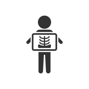 Röntgen ikonu düz stil. Beyaz üzerine radyoloji vektörü illüstrasyonu