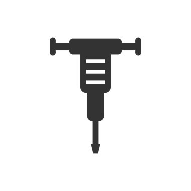 Düz stil bir kaya matkabı ikonu. w üzerindeki vektör illüstrasyonunu yok et