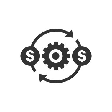 Para optimizasyon simgesi düz stilde. Vites etkin vektör III