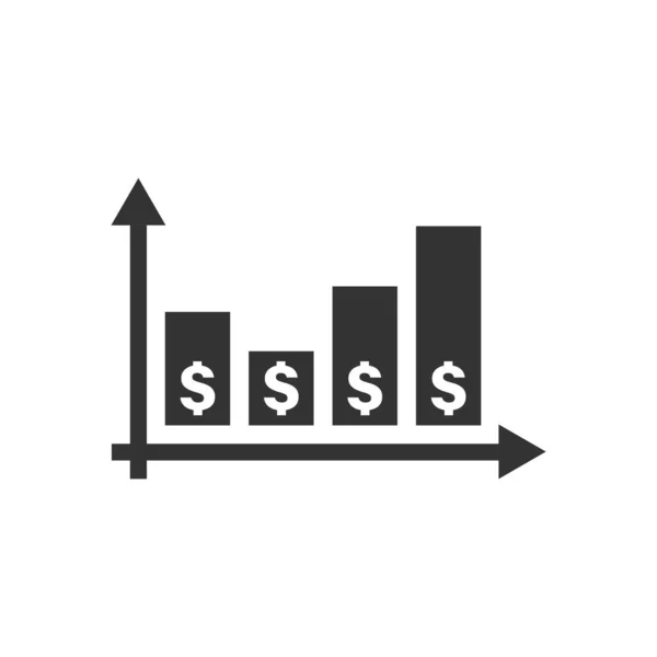 Εικονίδιο αύξησης του χρήματος σε επίπεδη στυλ. Εικονογράφηση διανύσματος προόδου βέλους — Διανυσματικό Αρχείο