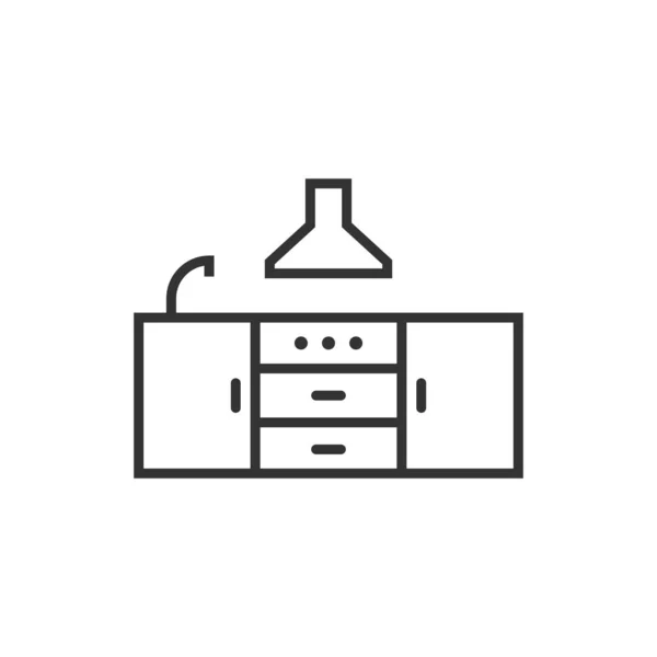 Ikona kuchyňského nábytku v plochém stylu. Vektorové ilustrace kuchyně — Stockový vektor