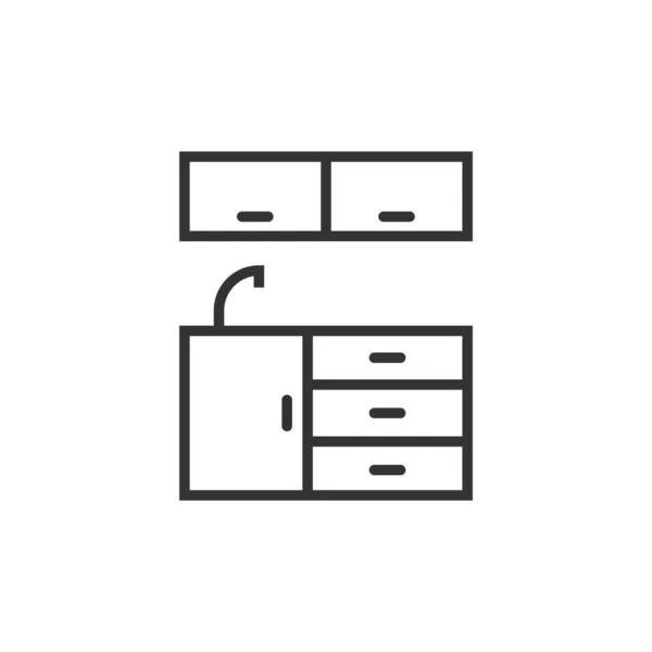 Ícone de mobiliário de cozinha em estilo plano. Cozinha vector illustratio — Vetor de Stock