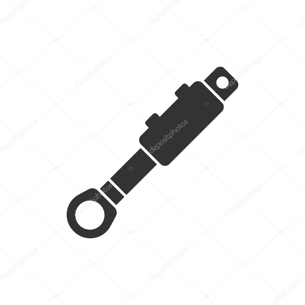 Hydraulic icon in flat style. Cylinder vector illustration on wh