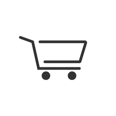 Alışveriş arabası ikonu düz stil. Trolley vektör illüstrasyonu