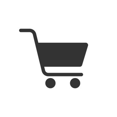 Alışveriş arabası ikonu düz stil. Trolley vektör illüstrasyonu