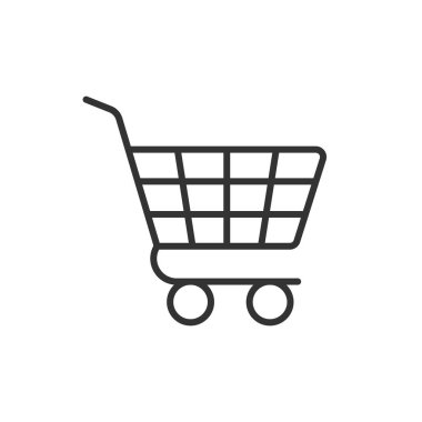 Alışveriş arabası ikonu düz stil. Trolley vektör illüstrasyonu