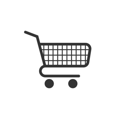 Alışveriş arabası ikonu düz stil. Trolley vektör illüstrasyonu