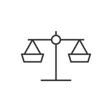 Denge simgesini düz bir şekilde ölçeklendir. Adalet vektör illüstrasyonu