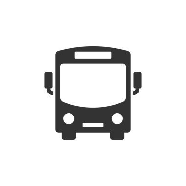 Otobüs simgesi düz stil. Beyaz i üzerinde koç araba vektör illüstrasyonu