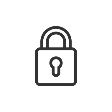 Düz stil asma kilit simgesi. Beyaz üzerindeki vektör illüstrasyonunu kilitle