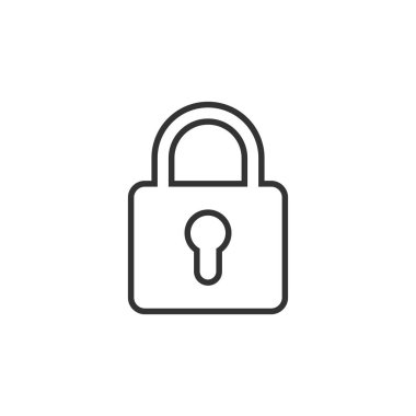 Düz stil asma kilit simgesi. Beyaz üzerindeki vektör illüstrasyonunu kilitle