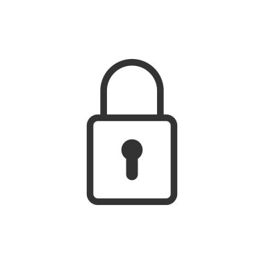 Düz stil asma kilit simgesi. Beyaz üzerindeki vektör illüstrasyonunu kilitle