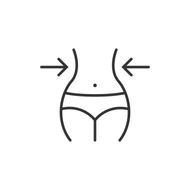 Düz stil kilo verme ikonu. Göbek vektör illüstrasyonu