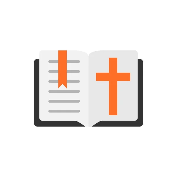 Ícone do livro bíblico em estilo plano. Igreja fé vetor ilustração — Vetor de Stock