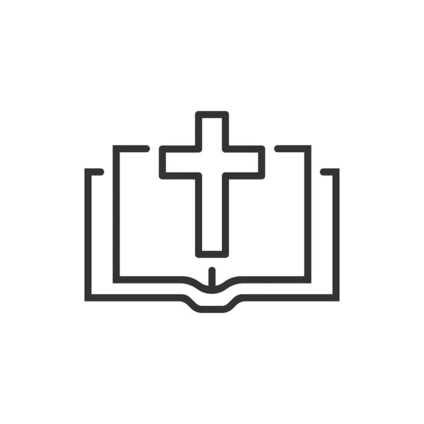 Ícone do livro bíblico em estilo plano. Igreja fé vetor ilustração — Vetor de Stock