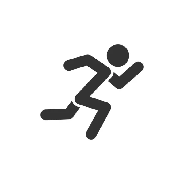 Ejecutar icono de la gente en estilo plano. Ilustración de vector de salto en blanco — Archivo Imágenes Vectoriales