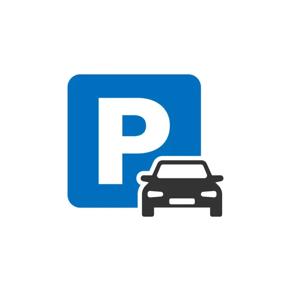 Icono de aparcamiento en estilo plano. Auto stand vector ilustración o — Archivo Imágenes Vectoriales